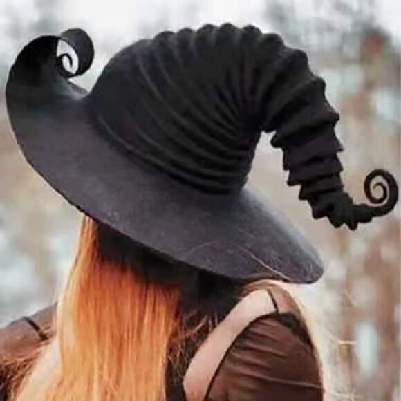 Halloween Witch Hat Black Crooked Large Ruched Witch Hat Women Accessory for Hal - Picture 1 of 6
